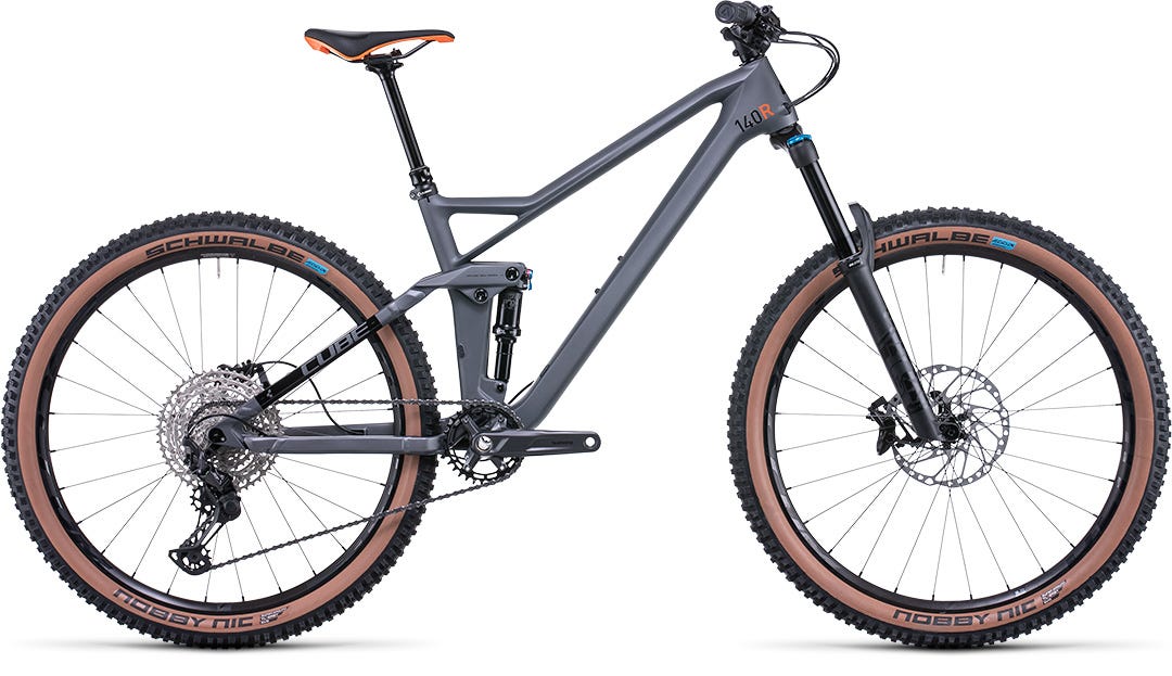 Cube Stereo 140 HPC Race Dual Suspension Mountain Bike Grey n Orange