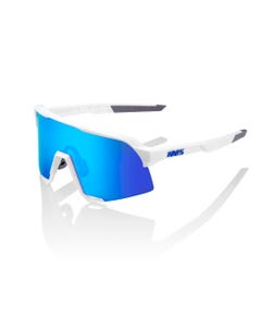 100% S3 Sunglasses White with HiPer Blue Lens
