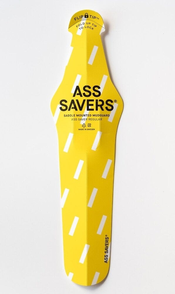 Ass Savers Saddle Mounted Rear Mudguard Regular Yellow