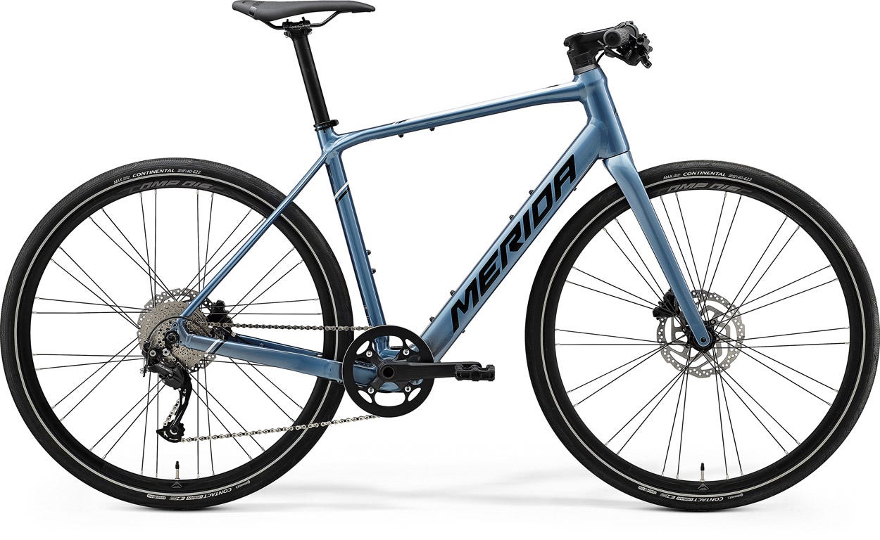 Merida eSpeeder 200 Electric Flat Bar Road Bike Steel Blue Silver Black