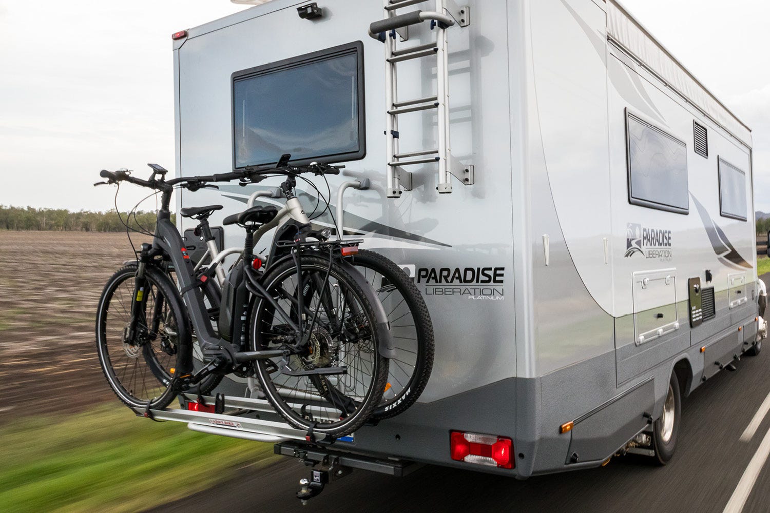 Ebikes on the back of Caravan